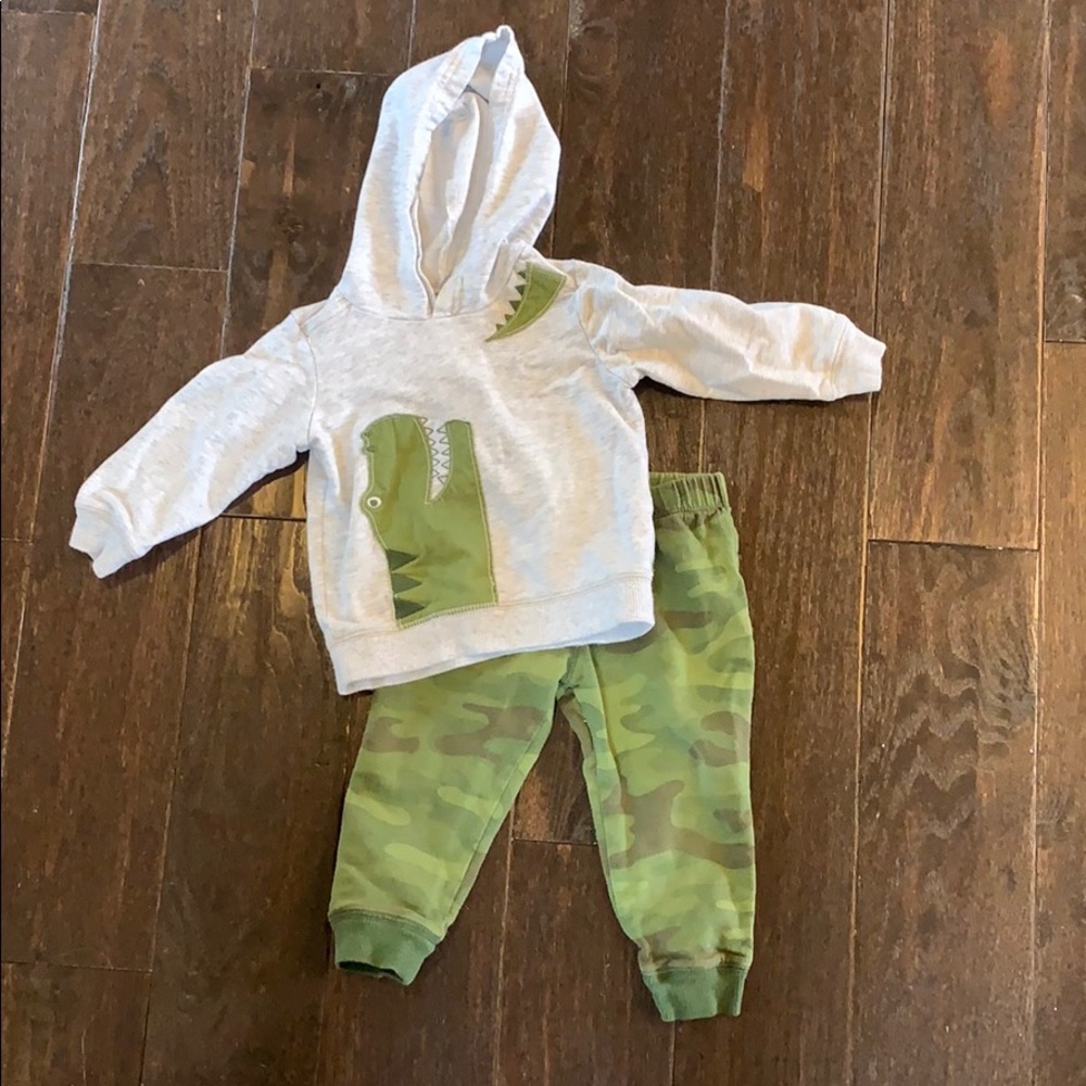 Carters dinosaur hoodie and camouflage pan…